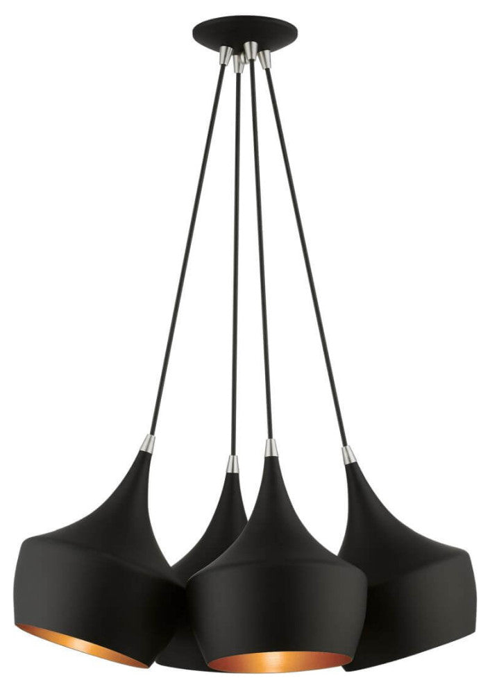 Livex Waldorf 4 Light 23" Cluster Pendant, Black