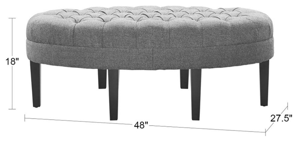 Madison Park Martin Surfboard Tufted Ottoman, Blue