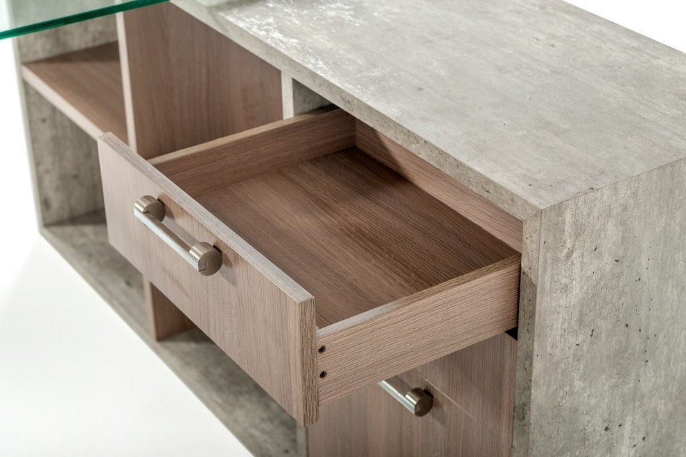 Nova Domus Boston Modern Glass and Concrete Reversible Desk