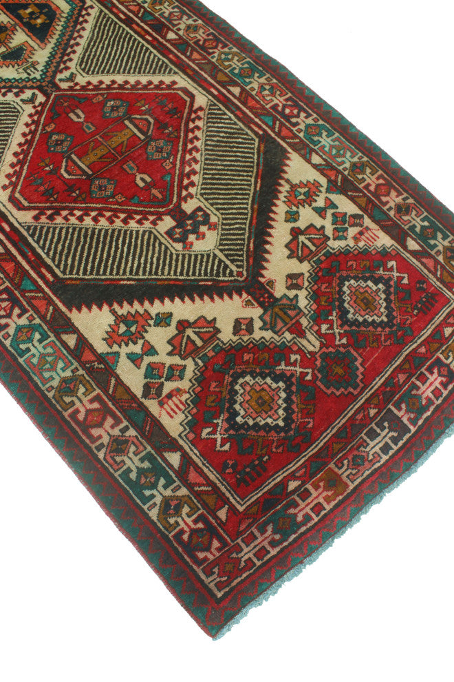 Semi-Antique Chadi Red/Beige Runner, 3'2x10'3