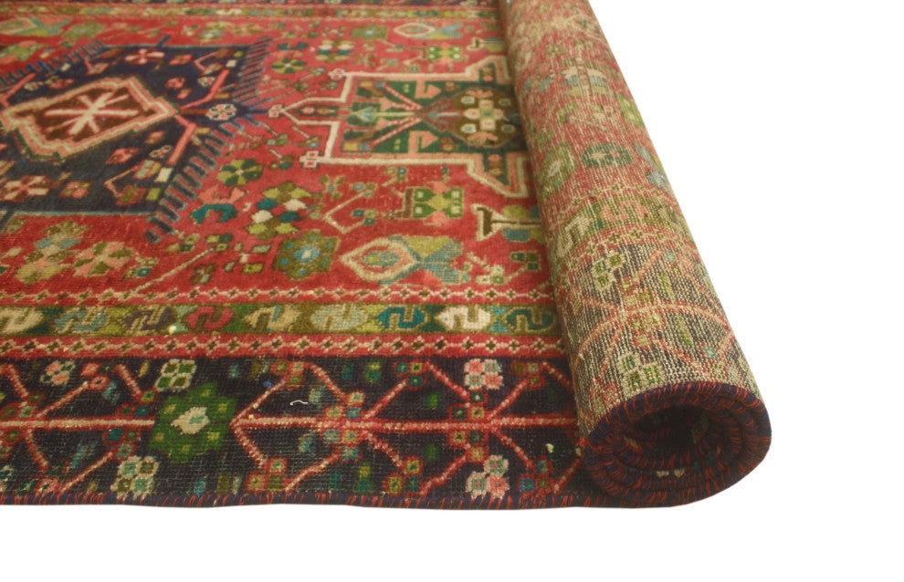 Fine Vintage Distressed Aekley Red/Navy Runner, 3'11x13'5
