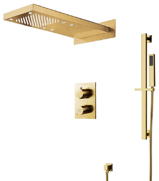 22" Brushed Gold Digital Wall Mount Rainfall Shower System, LED