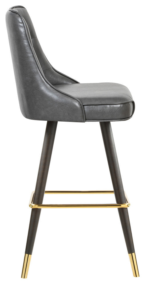 Portnoy Faux Leather Upholstered Bar Stool, Set of 2, Grey