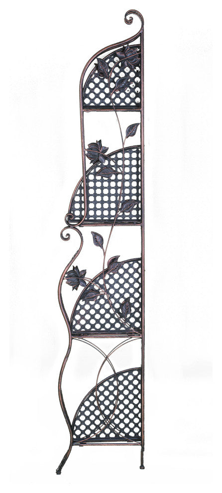 HomeRoots 16" X 3.5" X 67.5" Copper Steel Corner Bakers Rack With Shelves