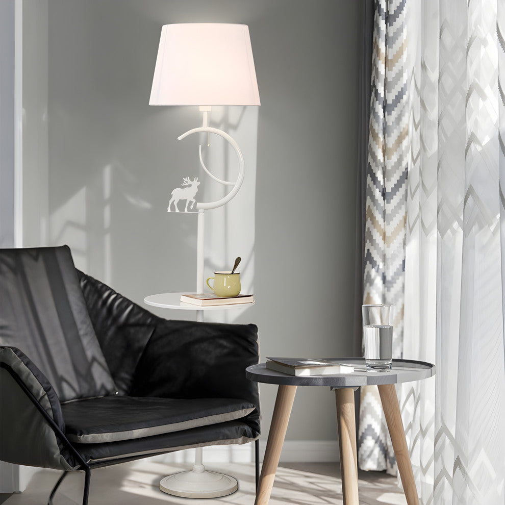 Cortaillod | Creative American Style Floor Lamp With Deer, White