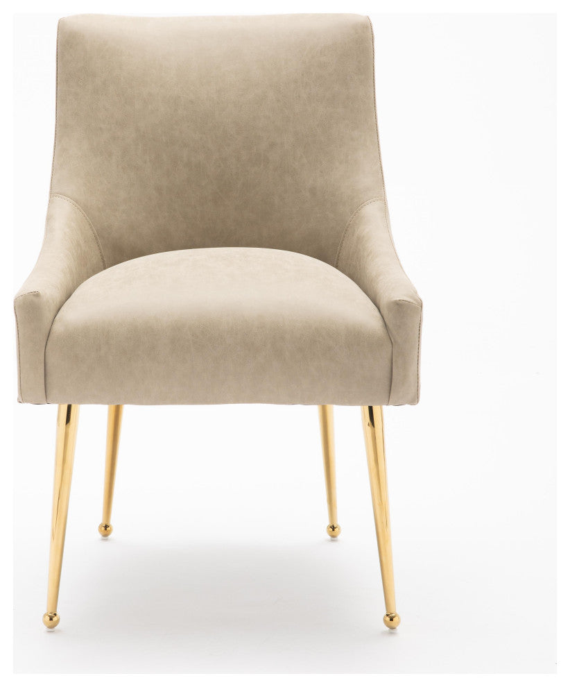 SEYNAR Modern PU Leather Dining Chairs Set of 4, Upholstered Side Accent Chair, Dark Apricot