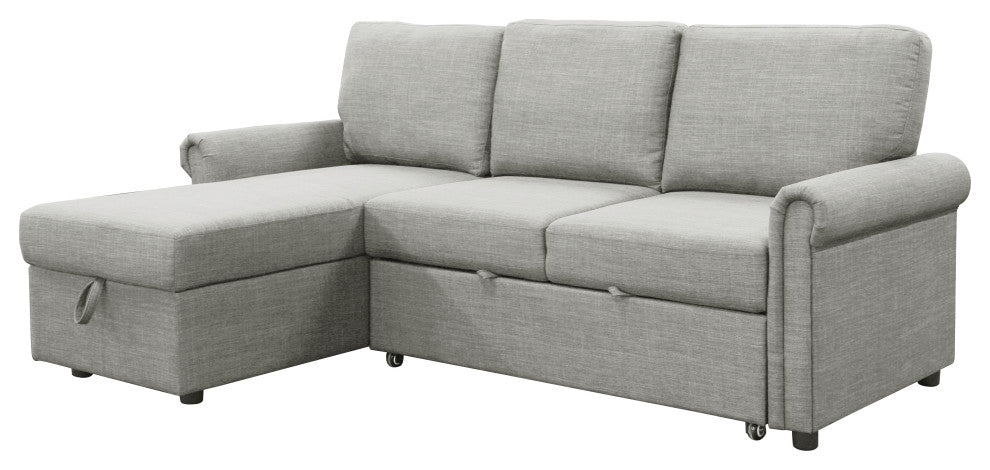 Harding Storage Sofa Bed Reversible Sectional, Heather Gray