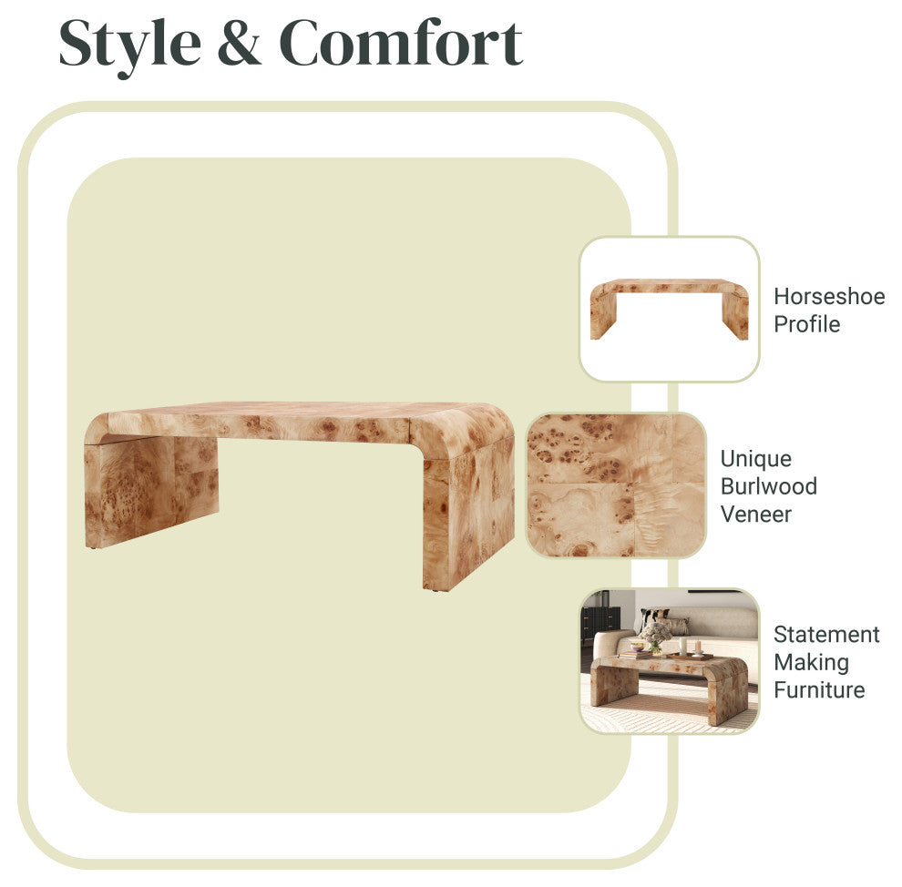 Adriel Burl Wood Coffee Table, Natural Burl
