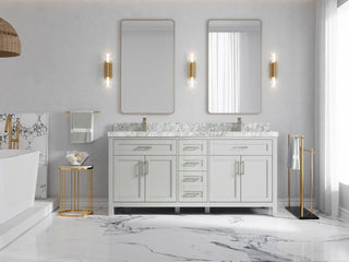 Cambridge 72 Double Sink Bath Vanity in Coventry Gray 2" Carrara Marble