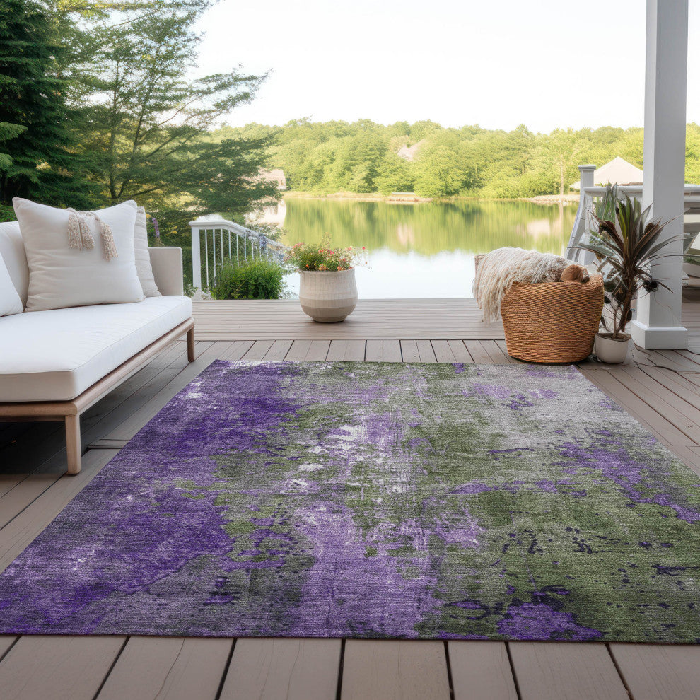 Machine Washable Indoor/Outdoor Chantille ACN1870 Olive 2'6" x 3'10" Rug