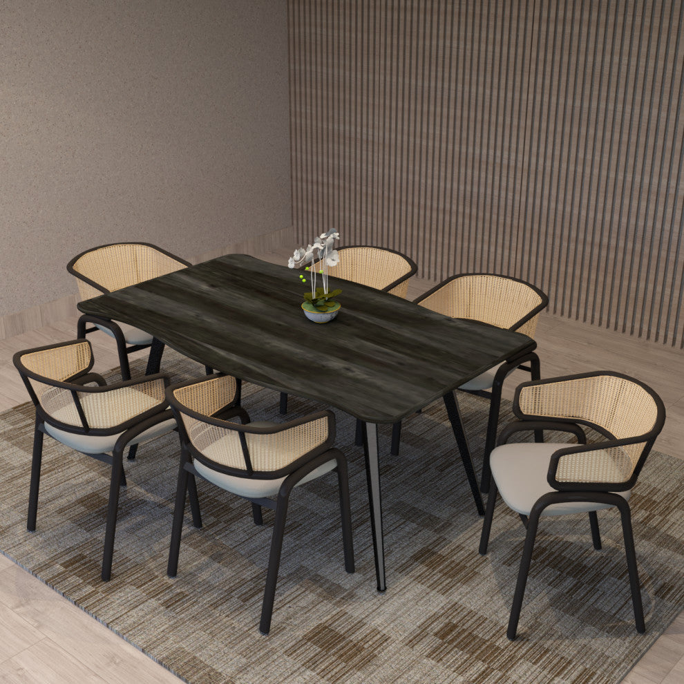 LeisureMod Ervilla Dining Chair With Stainless Steel Legs, Set of 4, Beige