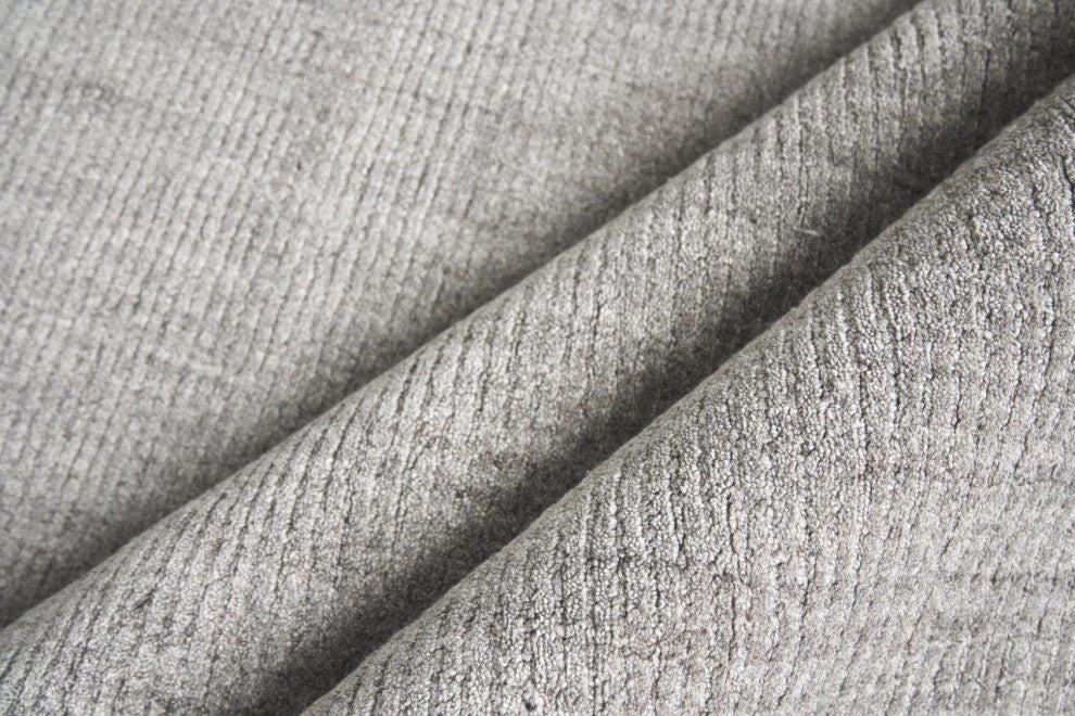 Robin Handmade Hand Loomed Wool and Bamboo Silk Pewter Area Rug