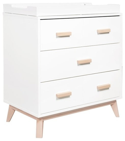 Babyletto Scoot 3-Drawer Changer Dresser in White/Washed Natural