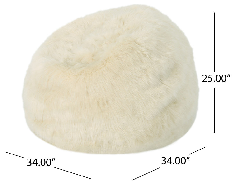GDF Studio Laraine Furry Glam Taupe Faux Fur 3' Bean Bag
