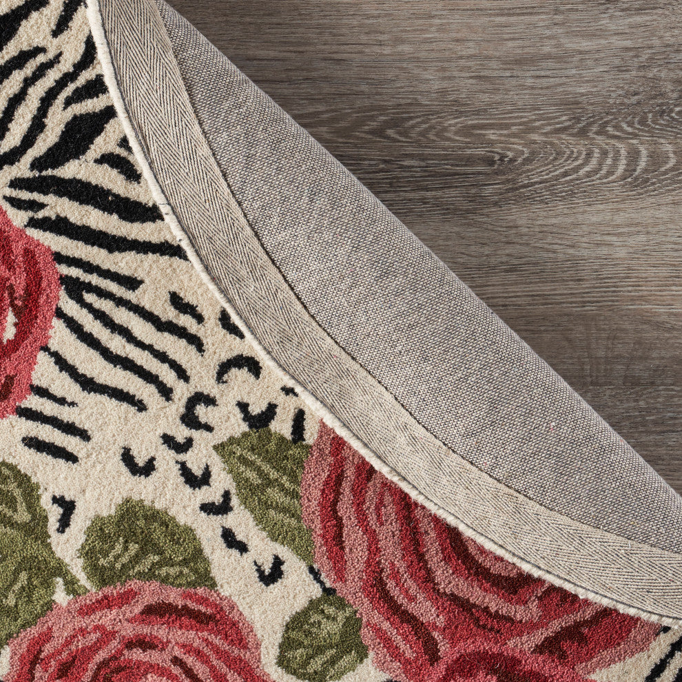 Rose Garden Safari Area Rug, 4' Round