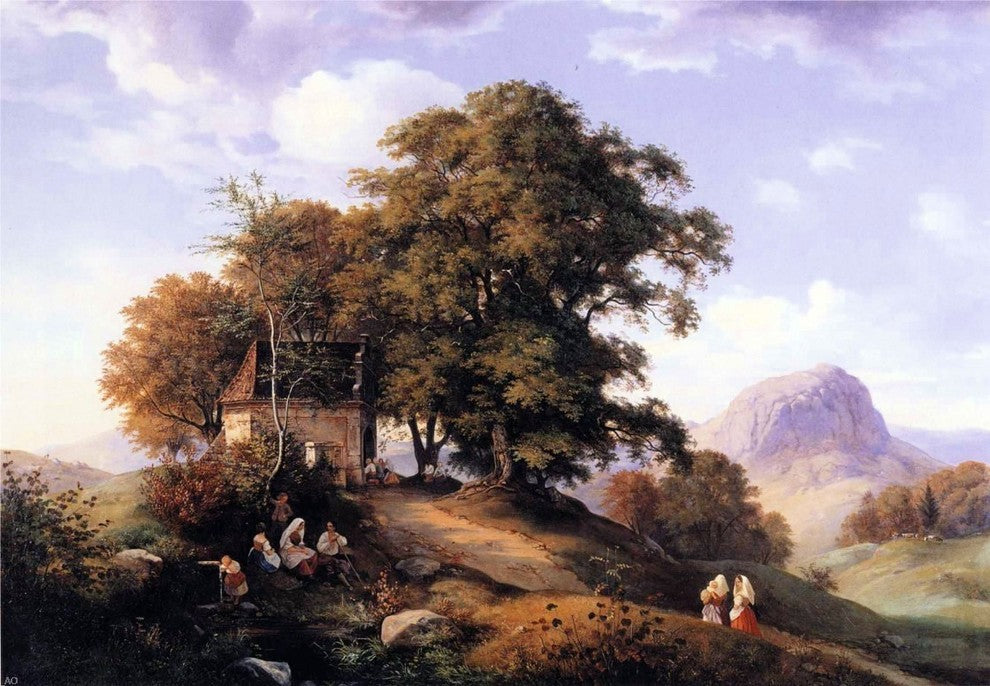 Ernst Ferdinand Oehme An Autumn Afternoon near Bilin in Bohemia Wrapped Canvas