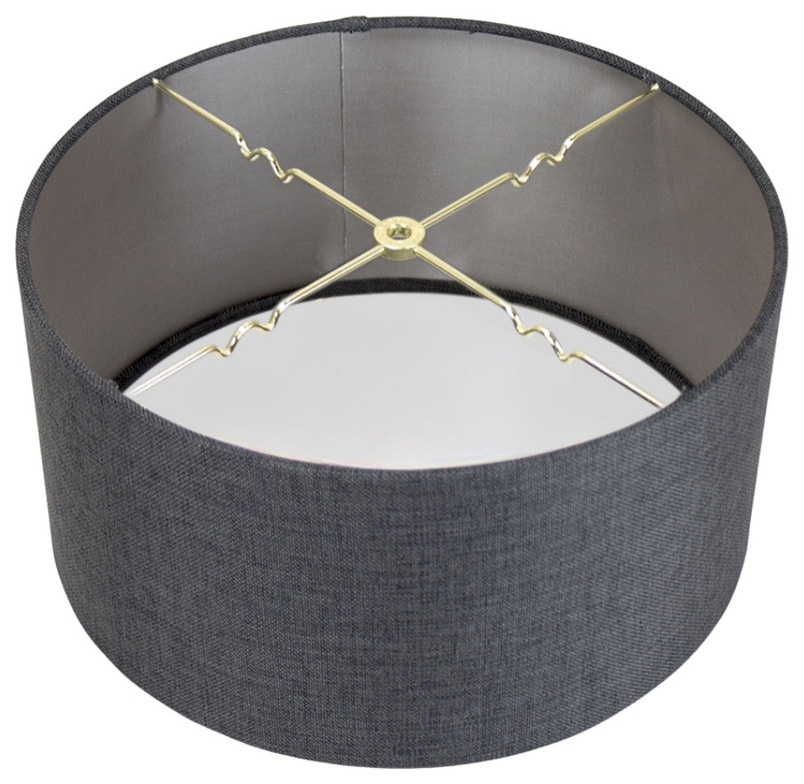 Granite Burlap Hardback Drum Lampshade 16"x16"x9", Granite Gray