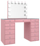SlayStation Plus 2.0 Tabletop Vanity Table, Light Pink, Frosted Led