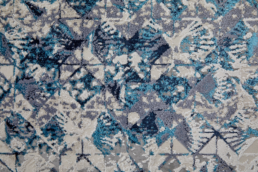 Weave & Wander Armada Art Nouveau Blue/Navy Blue Rug, 10'x13'2"