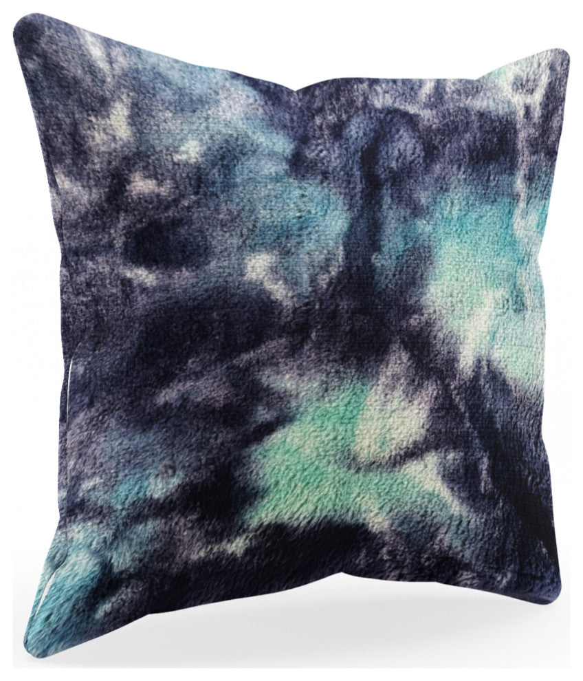 Plutus Blue Fureal Faux Fur Luxury Throw Pillow, Blue, 24" x 24"
