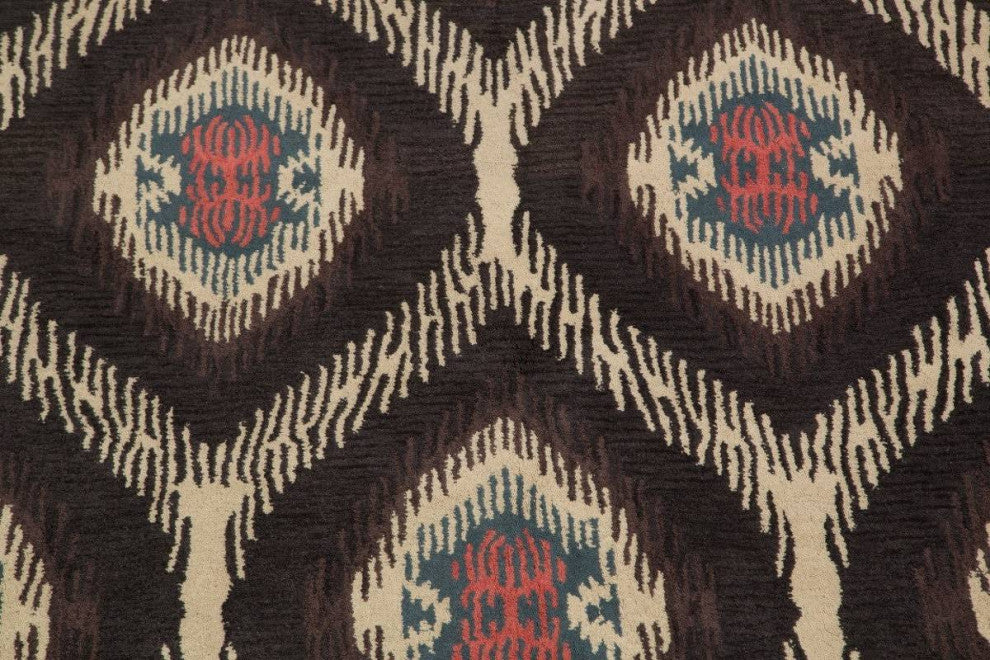 Agra Hand Tufted Ikat Transitional Oriental Area Rug, Black, 8x10'