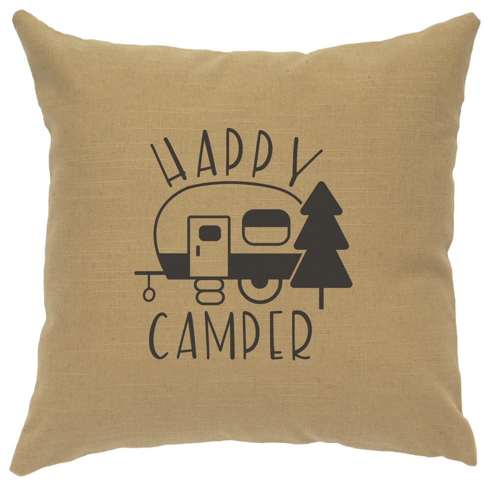 Image Pillow 16x16 Happy Camper Linen Straw