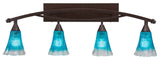 Bow 4 Light Bath Bar, 5.5" Teal Crystal Glass