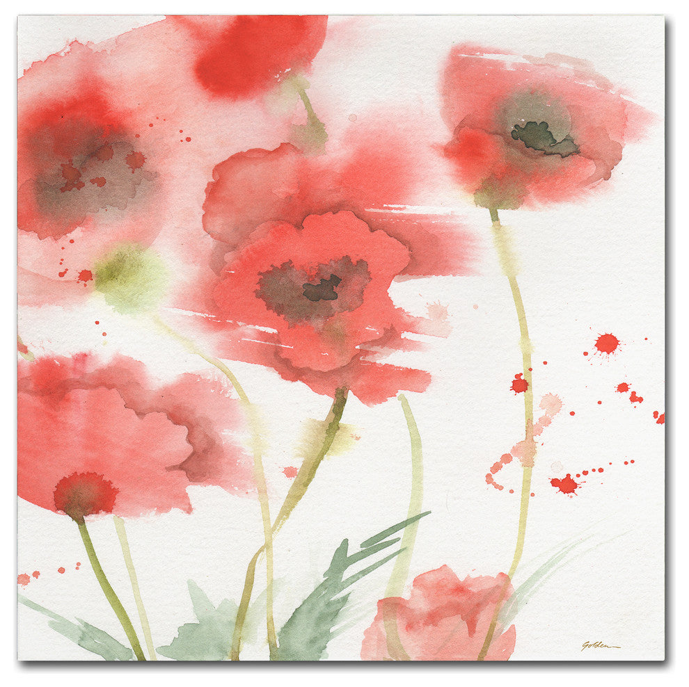 Sheila Golden 'Awakening Poppies' Canvas Art, 14"x14"
