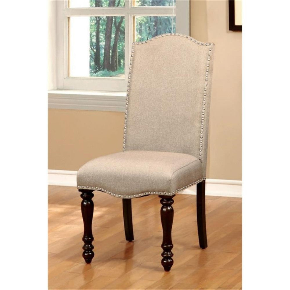 Furniture of America Minard Fabric Dining Chair in Antique Cherry (Set of 2)