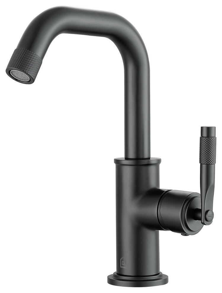 Industria Single Hole Single Lever Bathroom Faucet, Matte Black