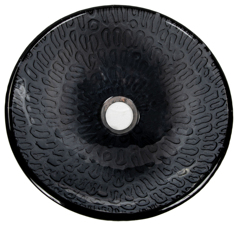 Eden Bath EB_GS43 Round Freeform Hoops Glass Vessel Sink In Charcoal Gray