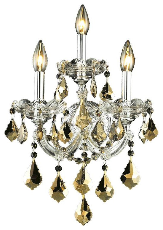 Elegant Maria Theresa Wall Sconce, Chrome Finish With Royal Cut Crystal