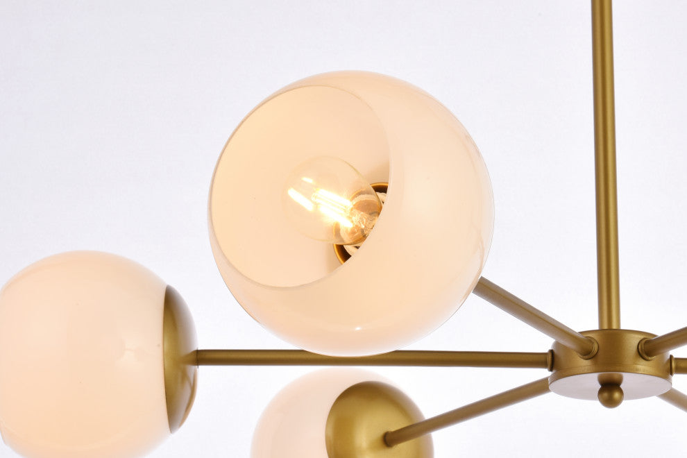 Brooke 30" Pendant, Brass With White Shade