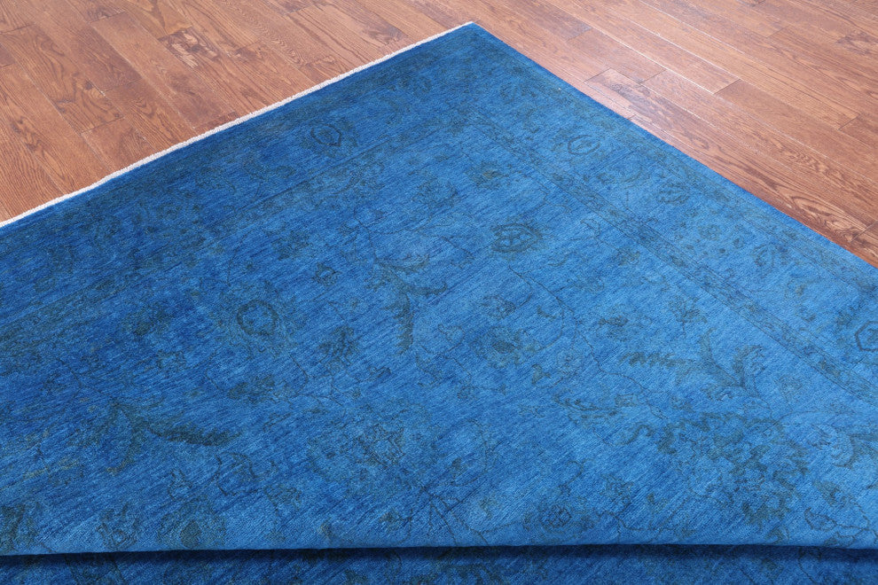 7' 10" X 10' 0" Hand Knotted Full Pile Overdyed Wool Rug - Q12716