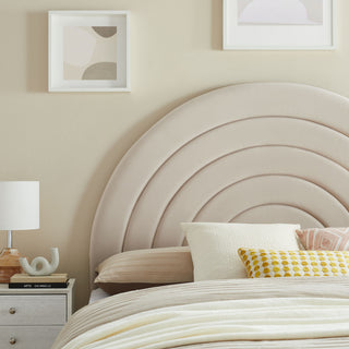 Solana Arched Performance Velvet Queen Headboard, Almond