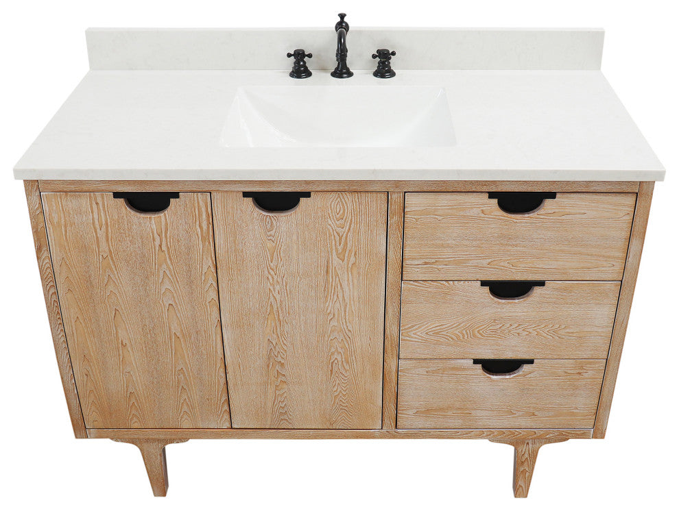 49" Single Sink Vanity, Weathered Neutral With Engineered Stone Top