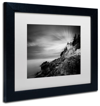 "Bass Harbor Lighthouse" Matted Framed Canvas Art by Moises Levy