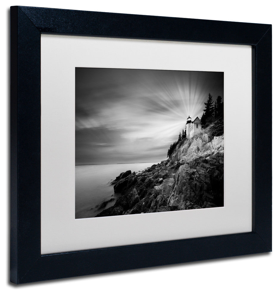"Bass Harbor Lighthouse" Matted Framed Canvas Art by Moises Levy