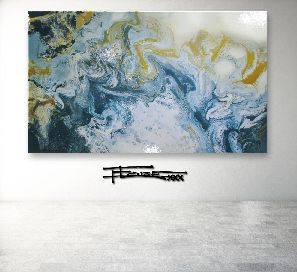 Large Abstract Painting - High Gloss Resin Coated Modern Canvas Wall Art
