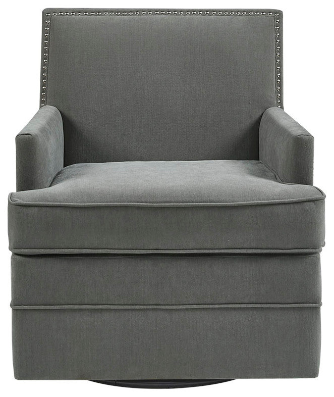 Madison Park Circa Track Armed Swivel Motion Lounge Chair, Grey
