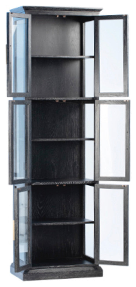 Black and Brass Narrow Display Cabinet