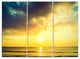 "Yellowish Sky Over Serene Seashore" Metal Wall Art, 3 Panels, 36"x28"