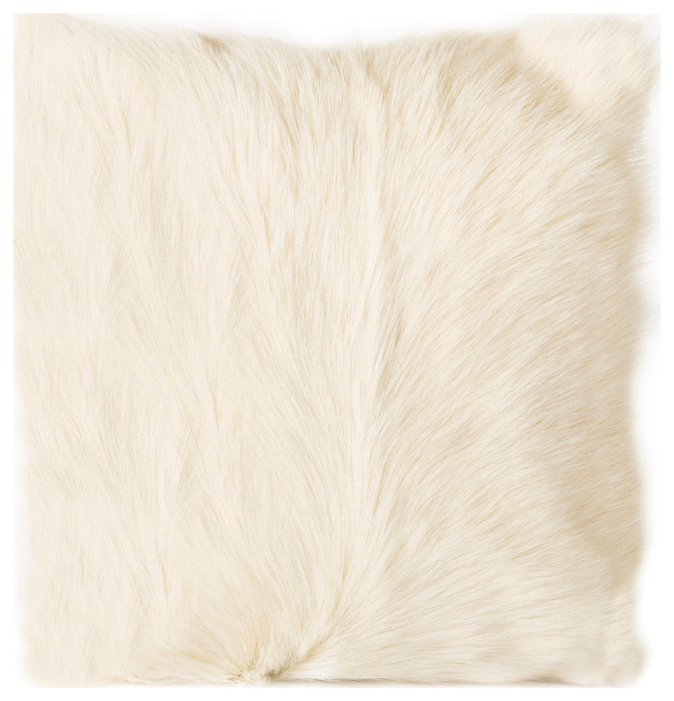 Contemporary Goat Fur Pillow Natural - Natural