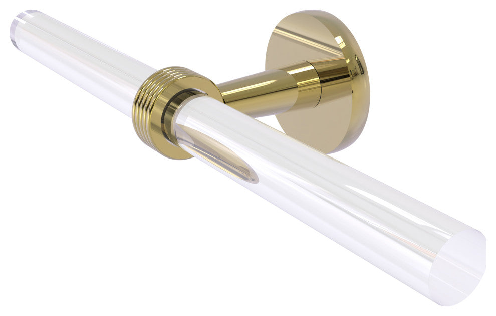 Clearview 2 Arm Guest Towel Holder with Groovy Accents, Unlacquered Brass