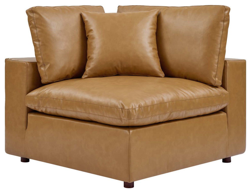Sofa Corner Chair, Faux Vegan Leather, Tan, Modern, Living Lounge Hospitality