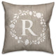 R Rustic Wreath Monogram Spun Poly Pillow, 18x18