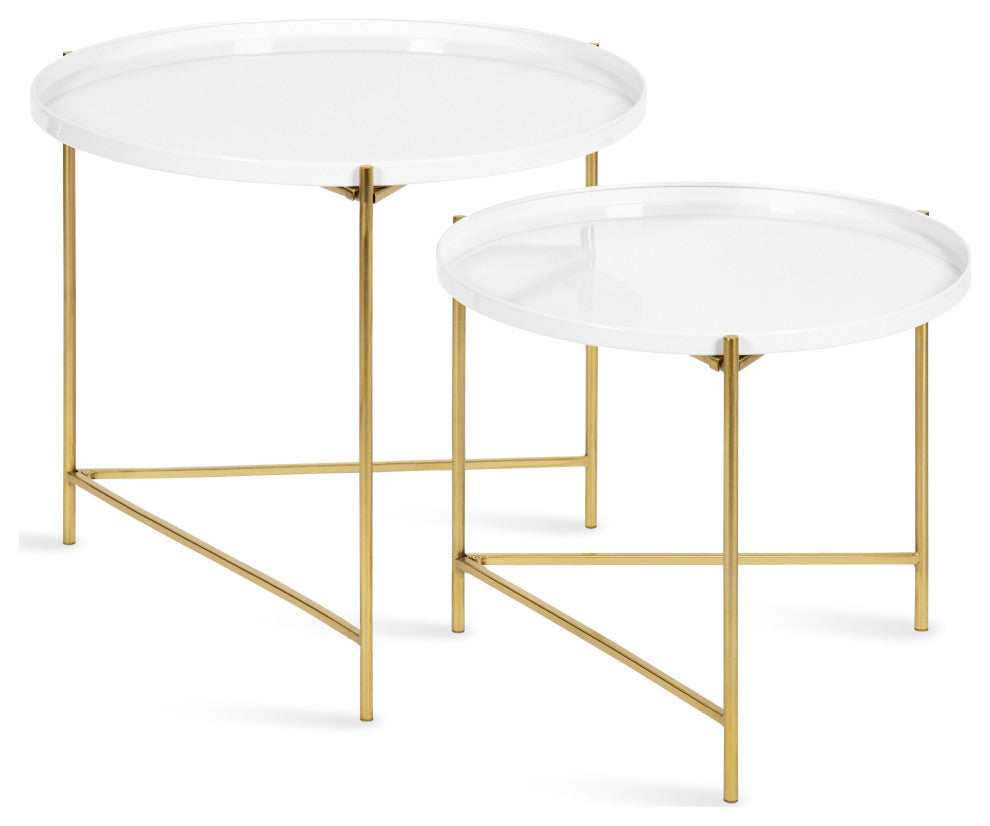 Ulani Coffee Table Set, White/Gold 2 Piece