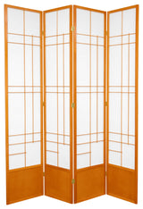 7' Tall Eudes Shoji Screen, Honey, 4 Panels