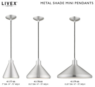 Livex Lighting Brushed Aluminum 1-Light Mini Pendant