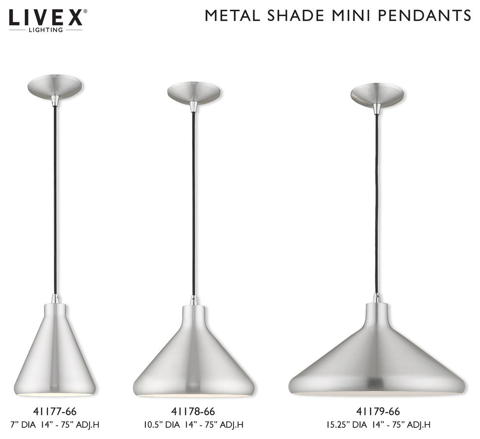 Livex Lighting Brushed Aluminum 1-Light Mini Pendant